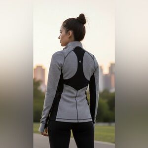 Lululemon Striped 1/2 Zip Running Pullover Thumbhokes & Ruffles, Size 4